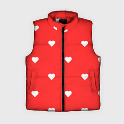 Женский жилет Белые сердца на красном фоне, цвет: 3D-красный