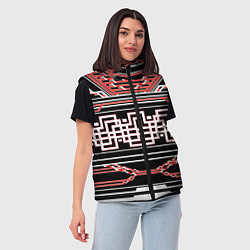 Женский жилет Красные и белые линии киберпанк, цвет: 3D-светло-серый — фото 2