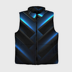 Женский жилет Черный абстрактный фон и синие неоновые вставки, цвет: 3D-черный