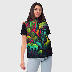 Женский жилет Абстрактный камуфляж в кислотных абстрактных пятна, цвет: 3D-красный — фото 2