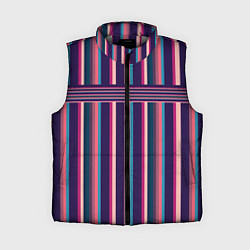 Женский жилет Вертикальные и горизонтальные полоски: розовые и ф, цвет: 3D-светло-серый