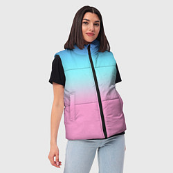 Женский жилет Синий и голубо-розовый градиент, цвет: 3D-черный — фото 2