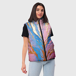Женский жилет Жидкая краска синего и розового цвета с золотой кр, цвет: 3D-красный — фото 2
