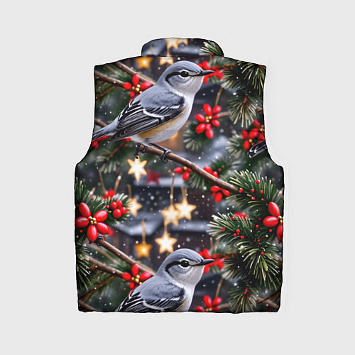 Женский жилет Рождественская птица пересмешник / 3D-Черный – фото 2