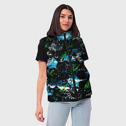 Женский жилет Футбол паттерны, цвет: 3D-черный — фото 2
