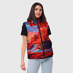 Женский жилет Город в стиле майнкрафт, цвет: 3D-черный — фото 2