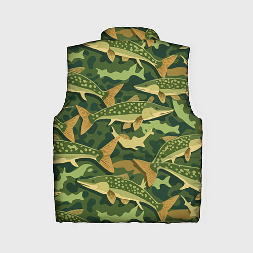 Женский жилет Камуфляж рыболова - рыба щука / 3D-Красный – фото 2