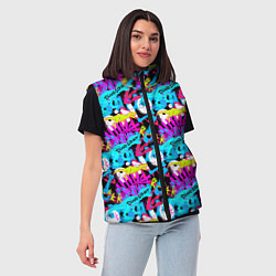 Женский жилет Dinosaur pino roarr, цвет: 3D-черный — фото 2