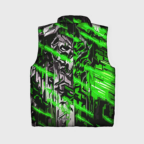 Женский жилет Железный череп и зелёные линии / 3D-Черный – фото 2