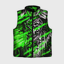 Женский жилет Железный череп и зелёные линии, цвет: 3D-черный