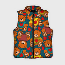 Женский жилет Мишки игрушки в цветных свитерах и сердечки