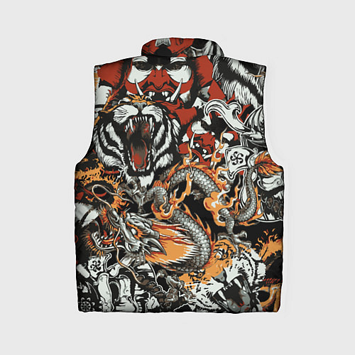 Женский жилет Самурай дракон и тигр / 3D-Черный – фото 2