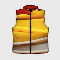 Женский жилет Желтая абстракция с оранжевой волной, цвет: 3D-красный
