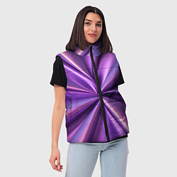 Женский жилет Металлический фиолетовый атлас ткань, цвет: 3D-черный — фото 2