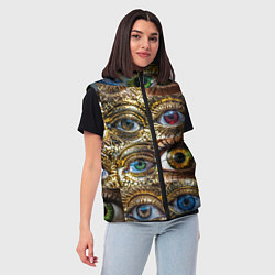 Женский жилет Металлические глаза в стиле стимпанк, цвет: 3D-черный — фото 2