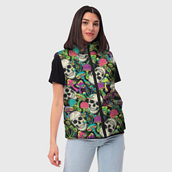 Женский жилет Человеческие черепа с грибами, цвет: 3D-черный — фото 2