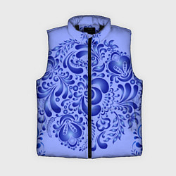 Женский жилет Узоры гжель на сиреневом фоне, цвет: 3D-черный