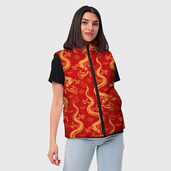 Женский жилет Желтый - дракон, цвет: 3D-красный — фото 2