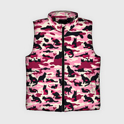 Женский жилет Камуфляжные розовые котики, цвет: 3D-черный