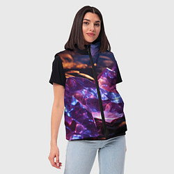 Женский жилет Фиолетовые комические камни, цвет: 3D-черный — фото 2