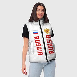 Женский жилет Россия три полоски на белом фоне, цвет: 3D-красный — фото 2