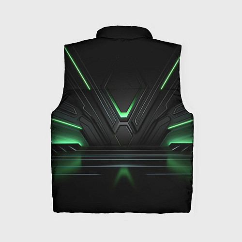 Женский жилет Футуристическая абстракция с зеленым неоновым свет / 3D-Черный – фото 2