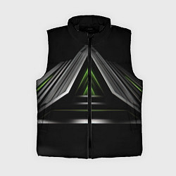 Женский жилет Black green abstract nvidia style, цвет: 3D-черный