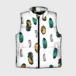 Женский жилет Перья на белом фоне