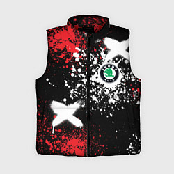 Женский жилет Шкода на фоне граффити и брызг красок