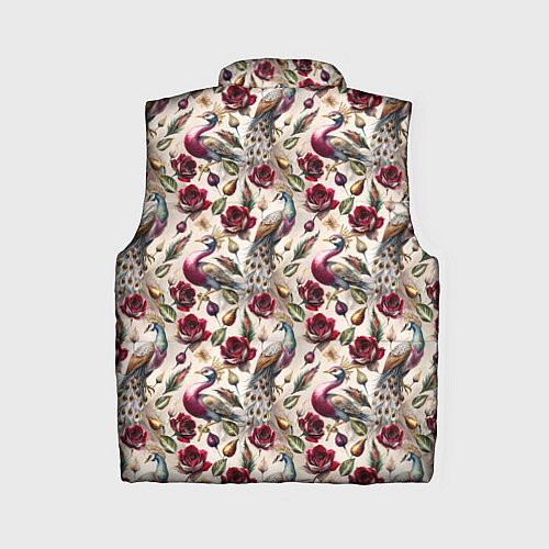 Женский жилет Цветочный паттерн с павлинами / 3D-Черный – фото 2