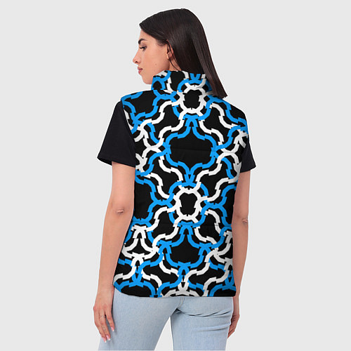 Женский жилет Сине-белые полосы на чёрном фоне / 3D-Красный – фото 4