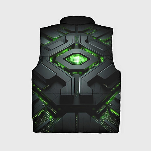 Женский жилет Объемная абстрактная яркая зеленая фигура на черно / 3D-Черный – фото 2