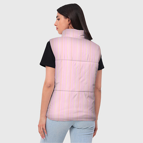 Женский жилет Бледный розово-жёлтый полосатый / 3D-Красный – фото 4