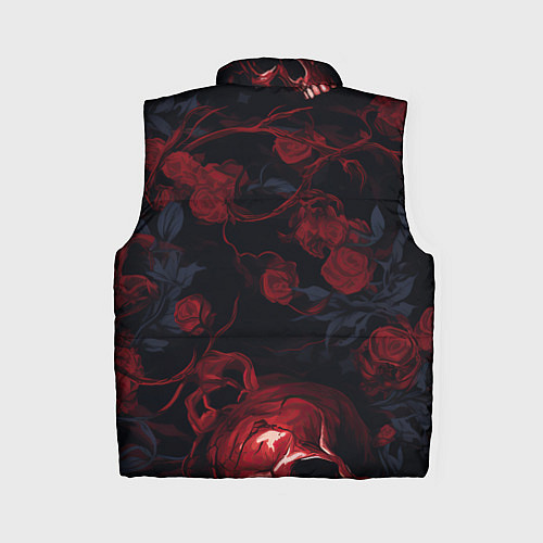 Женский жилет Черепа и алые розы / 3D-Черный – фото 2