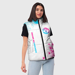 Женский жилет Manchester United neon gradient style вертикально, цвет: 3D-черный — фото 2