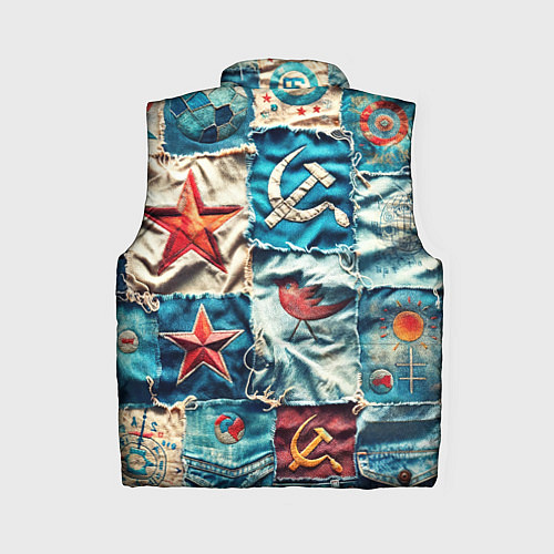 Женский жилет Пэчворк джинсы из СССР / 3D-Черный – фото 2