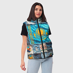 Женский жилет Пэчворк джинсы в Казахстане, цвет: 3D-светло-серый — фото 2