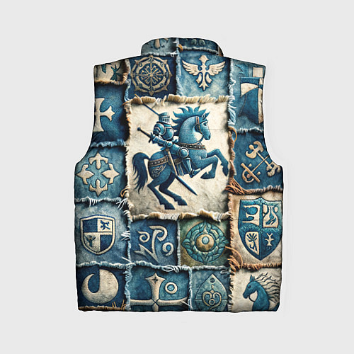 Женский жилет Рыцарь на пэчворк дениме / 3D-Красный – фото 2