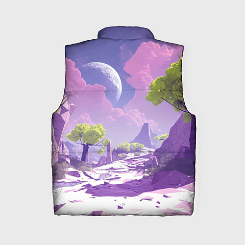 Женский жилет Фиолетовые горы зеленые деревья и космос / 3D-Черный – фото 2