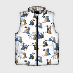 Женский жилет Котики и шахматы белый