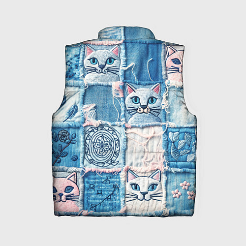 Женский жилет Кошки на пэчворк джинсах паттерн / 3D-Черный – фото 2