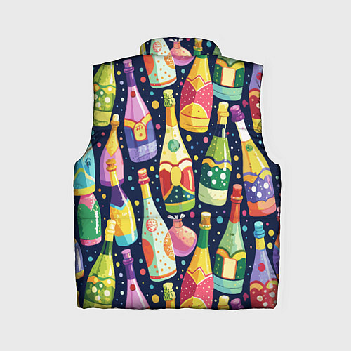 Женский жилет Бутылки шампанского -вино водочный паттерн / 3D-Черный – фото 2