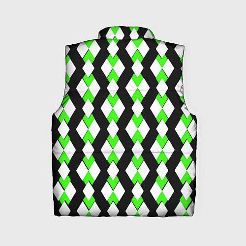 Женский жилет Зелёные и белые ромбы на чёрном фоне / 3D-Красный – фото 2