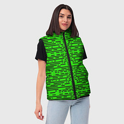 Женский жилет Чёрные полосы на зелёном фоне, цвет: 3D-красный — фото 2
