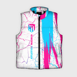 Женский жилет Atletico Madrid neon gradient style по-вертикали, цвет: 3D-черный