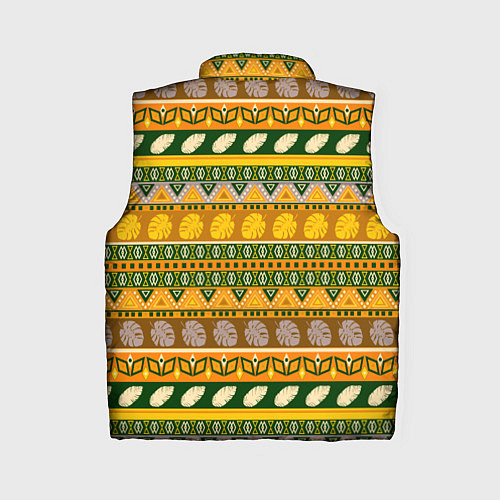 Женский жилет Оливково желтый полосатый тропический узор / 3D-Светло-серый – фото 2