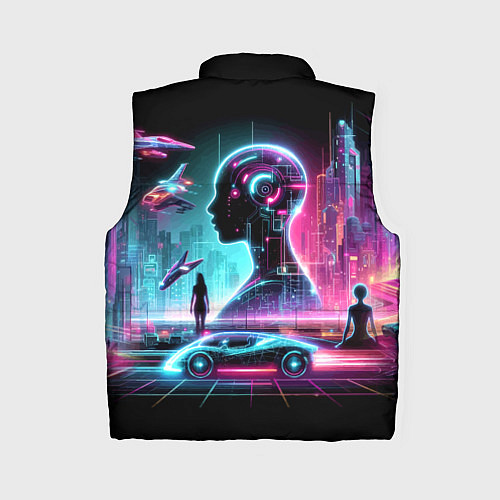 Женский жилет Футуристический коллаж - нейросеть / 3D-Светло-серый – фото 2
