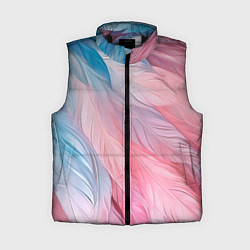 Женский жилет Пастельно-голубые и розовые перья