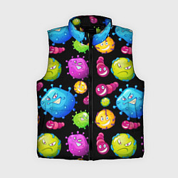 Женский жилет Смешные бактерии паттерн, цвет: 3D-черный
