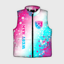 Женский жилет West Ham neon gradient style вертикально, цвет: 3D-черный